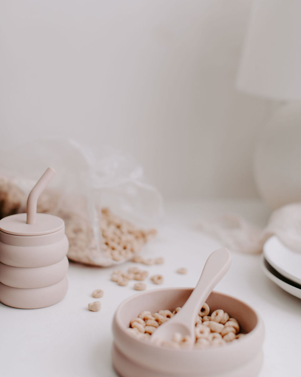 Bubble Set (Small) - Small Silicone Cup, Tray, Bowl and Spoon (Strawberry-Cardamom)