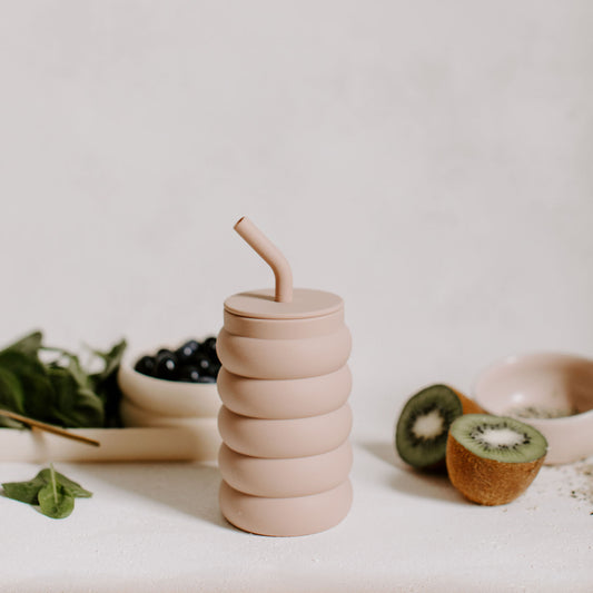 Tall Bubble Cup with Straw (Nutmeg)